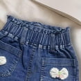 thumbnail image 4 of WQNVRNR Girls Denim Shorts- Elastic Waist Casual Fashion Printed Summer Short with Pockets Blue Size 1, 4 of 5