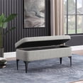 thumbnail image 3 of HomePop Banc de Rangement Moderne Durable en Tissu Tissé de 17,5 Pouces Grand, Gris, 3 of 12