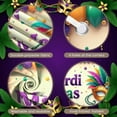 thumbnail image 4 of Colorful Feathers Mardi Gras Banner Gold Mask Carnival Display Bead Decoration Star Confetti Festive Backdrop for Mardi Gras Party Carnival Celebration Masquerade Ball, 4 of 4