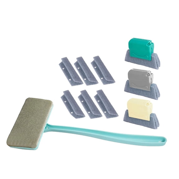 Jesscasday Meshes Screen Cleaner Kits Includes 3 Track Brushes 6 Reusable Cloths Adjustable 14.8inch Handle For Indoor Outdoor