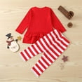 thumbnail image 6 of Mercatoo Toddler Baby Girl Christmas Clothes Winter Outfits Long Sleeve Ruffle Tops Striped Pants Kids Girls Outfit Sets, 6 of 9