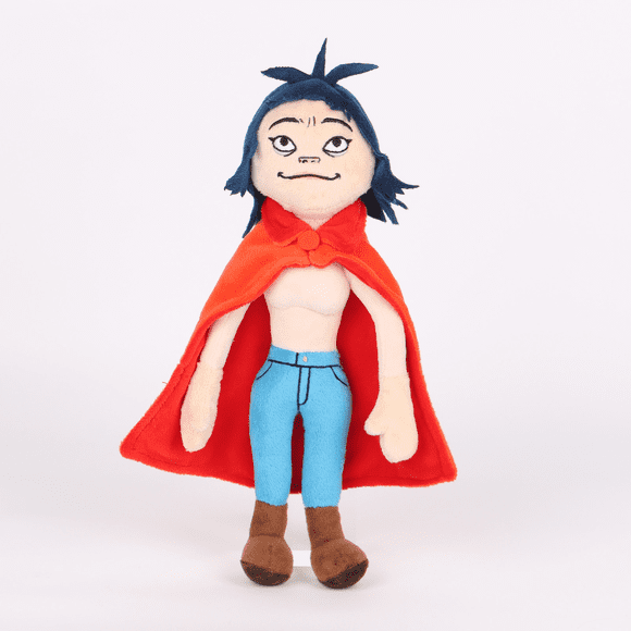 Gorillaz Noodle Plush Toy, 11.8 Inch Blue Hair Character Stuffed Doll with Red Cape, Collectible Band Merchandise