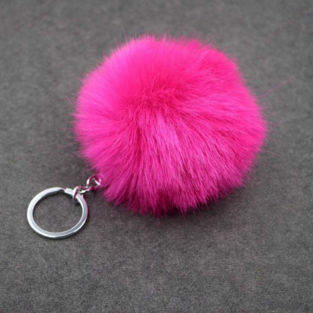 2@#New Women Fur Key Chain Car Keychain Key Ring Pendant Christmas Gift Artificial Rabbit Fur Ball Plush Fuzzy Fur Key Chain 8cmJ1 He Qiyong unisex