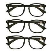 3 Packs Mens Womens Oval Round Frame Reading Glasses Blue Light Blocking Readers +1.75