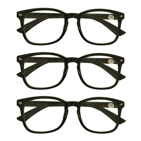 3 Packs Mens Womens Oval Round Frame Reading Glasses Blue Light Blocking Readers +1.75