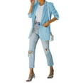 thumbnail image 4 of Langwyqu Long Sleeve Solid Color Women V-Neck Buttons Blazer Coat, 4 of 5