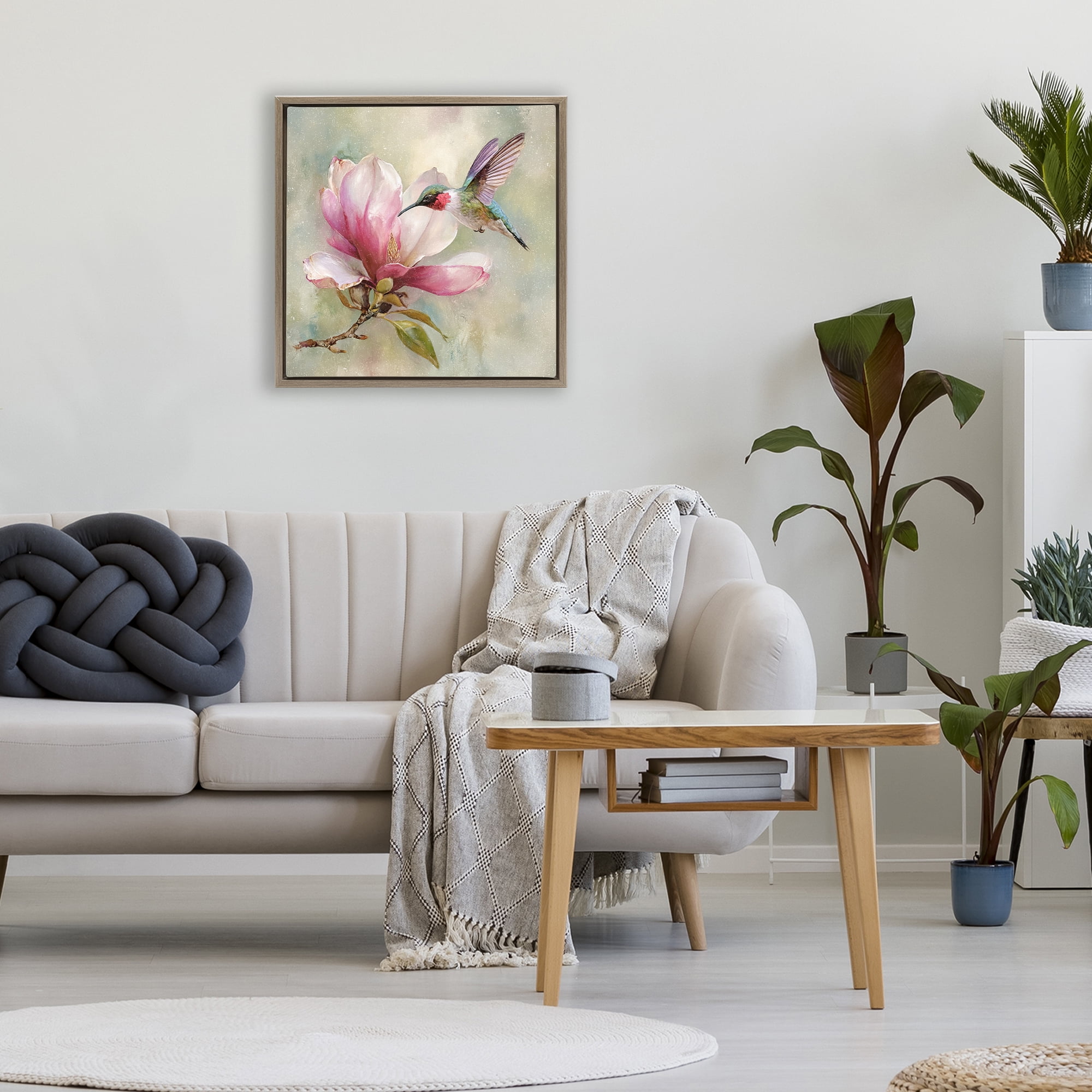 Stupell Industries Magnolia Ruby Hummingbird Brown Framed Floater Canvas Wall Art, design by Tina LeCour