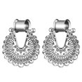thumbnail image 1 of Bohemia ahueca hacia fuera de filigrana tribu de material acero inoxidable cuelga para los oídos 6 mm-12 mm Plata Antigua 12mm, 1 of 9