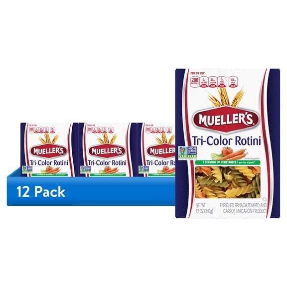 (12 pack) Mueller's Tri-Color Rotini Pasta, 12 oz