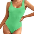 thumbnail image 3 of MSJUHEG Hollow Monokini Swimwear,High Cut,Monokini Swimsuits for Women,Strapless Bathing Suits,Tummy Control Bathing Suits,Short Sleeve Bathing Suit,Halter Swimwear Green M, 3 of 7
