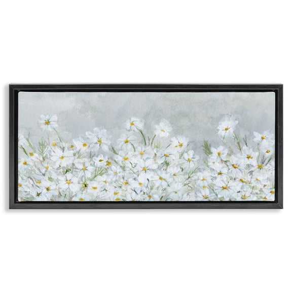 Stupell Industries Shabby Chic Subtle Brushed Daisies Black Floating Frame Canvas Art, 25 x 11, by Patti Bishop