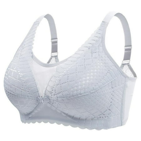 REORIAFEE Bras for Women Full Coverage Gathered Together Wirefree Bras Seamless Adjustable Straps Brassiere Breathable Spaghetti Straps Comfy Corset Underwear Classic Lingerie Blue XL