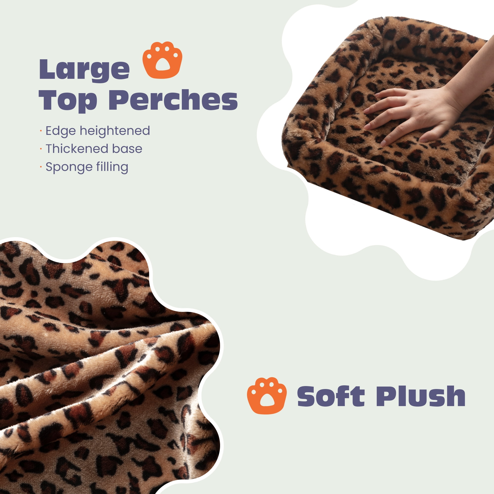 Sifurni 81" Multi-Level Tall Cat Tree Tower for Large Cat with Cat Condo and Hammock, Scratching Post & Scratching Ramp, Leopard Print