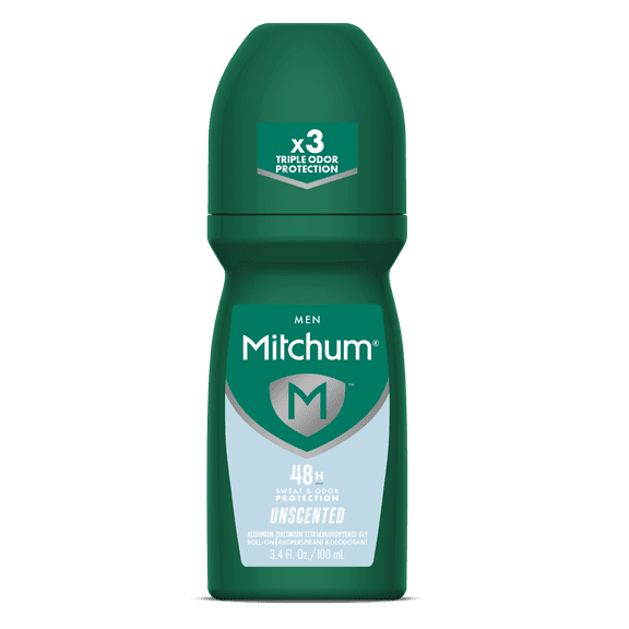 Mitchum Men's Triple Odor Protection Antiperspirant & Deodorant Roll-On, Unscented, 3.4 oz - 2 Pack
