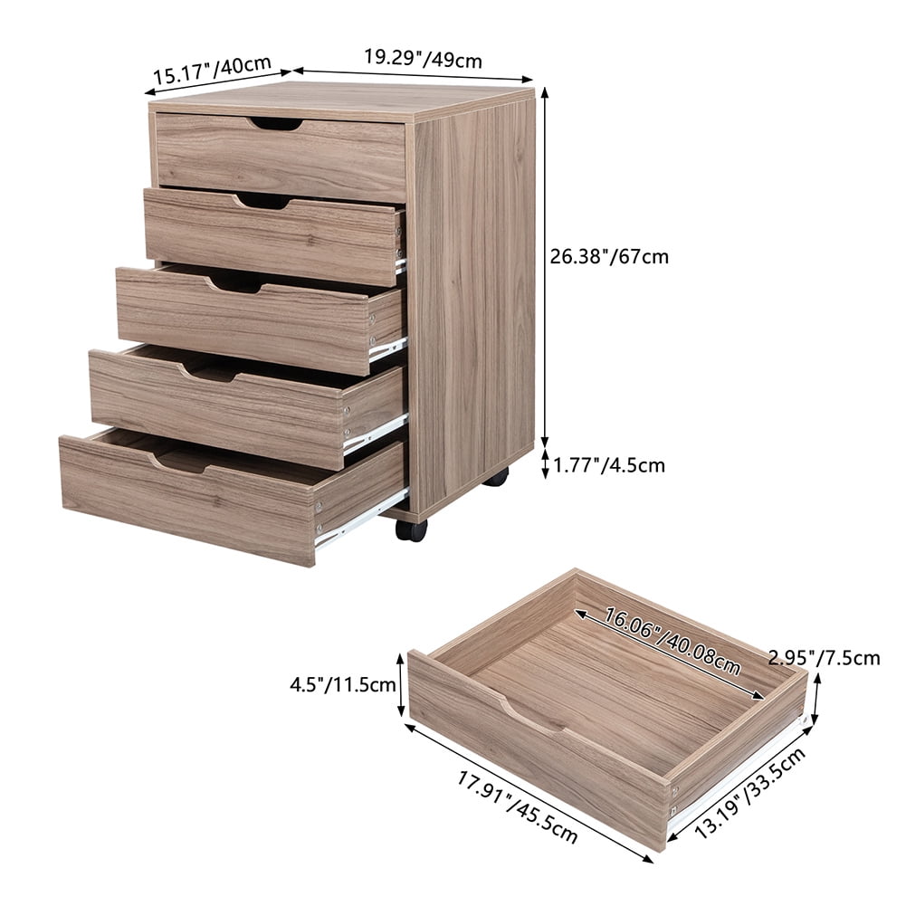 Lowestbest Five Drawer Storage Cabinet, Kitchen Cart Cabinet on Wheels, Beige Lowestbest Five Drawer Storage Cabinet, Kitchen Cart Cabinet on Wheels, Beige