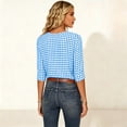 thumbnail image 4 of Edvintorg Womens Tops Plaid Printed V Neck 3/4 Sleeve Loose Casual Shirts Summer Clothes for Women Sky Blue XXL, 4 of 7