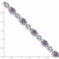 thumbnail image 2 of White Sterling Silver bracelet Gemstones Textured Amethyst Cushion Purple Diamond Round 7 in 8 mm, 2 of 2