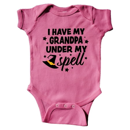 

Inktastic I Have My Grandpa Under My Spell with Cute Witch Hat Gift Baby Boy or Baby Girl Bodysuit