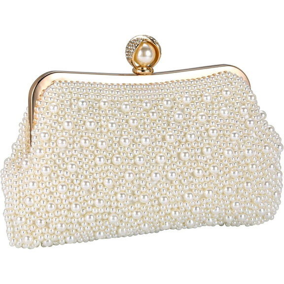 Zhengup Pearl Clutch Purses for Women Evening Small Clutch Handbag Wedding Bridal Crossbody Bag for Party