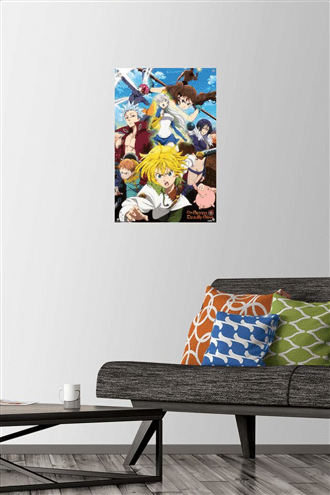 The Seven Deadly Sins: Season 3 - Key Art Wall Poster with Pushpins, 14.725" x 22.375"