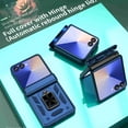 thumbnail image 4 of Dteck for Samsung Galaxy Z Flip 7 Armor Case with Magnetic Ring Kickstand and Built-in Hinge Protection, Heavy Duty Shockproof Protective Cover for Samsung Z Flip 7, Blue, 4 of 6