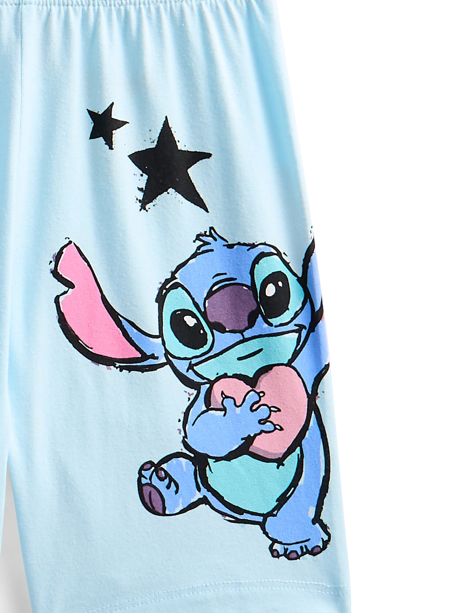 Stitch Girls Rhinestones Graffiti Graphic Boyfriend Tee with Rhinestones and Bike Shorts Set, 2-Piece, Sizes 4-16