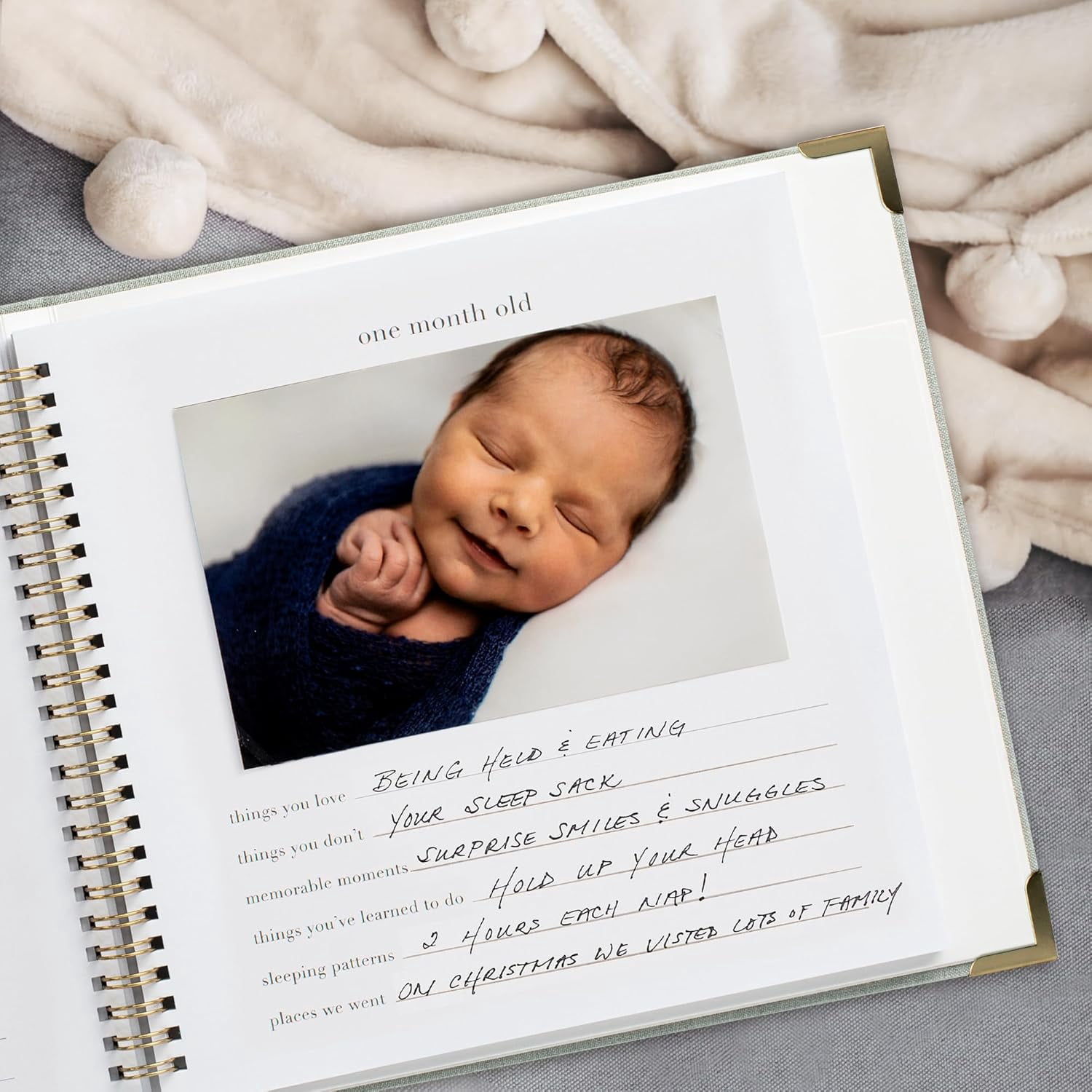 Keepsake Baby Memory Book for Boys and Girls – Timeless First 5 Year Neutral Journal Scrapbook or Photo Album - Record a Milestone Every Event from Birth to Age