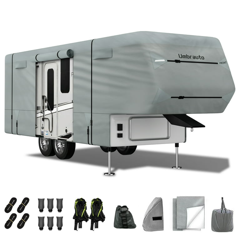 Umbrauto 2022 Upgraded 6 Layers Top 5th Wheel RV Cover Polypro Anti-UV  Waterproof Breathable Camper Covers Fits 37' - 40' Travel Trailer Motorhome  