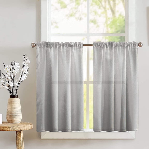 Shiny Satin Solid Café Tier Curtains Window Treatment Kitchen Home Décor