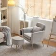 thumbnail image 6 of Ktaxon Accent Chair with Ottoman Set, Flannel Upholstered Single Sofa with Lumber Pillow Armchair with Armrests and Footrest for Bedroom Living Reading Room Office Light Gray, 6 of 8