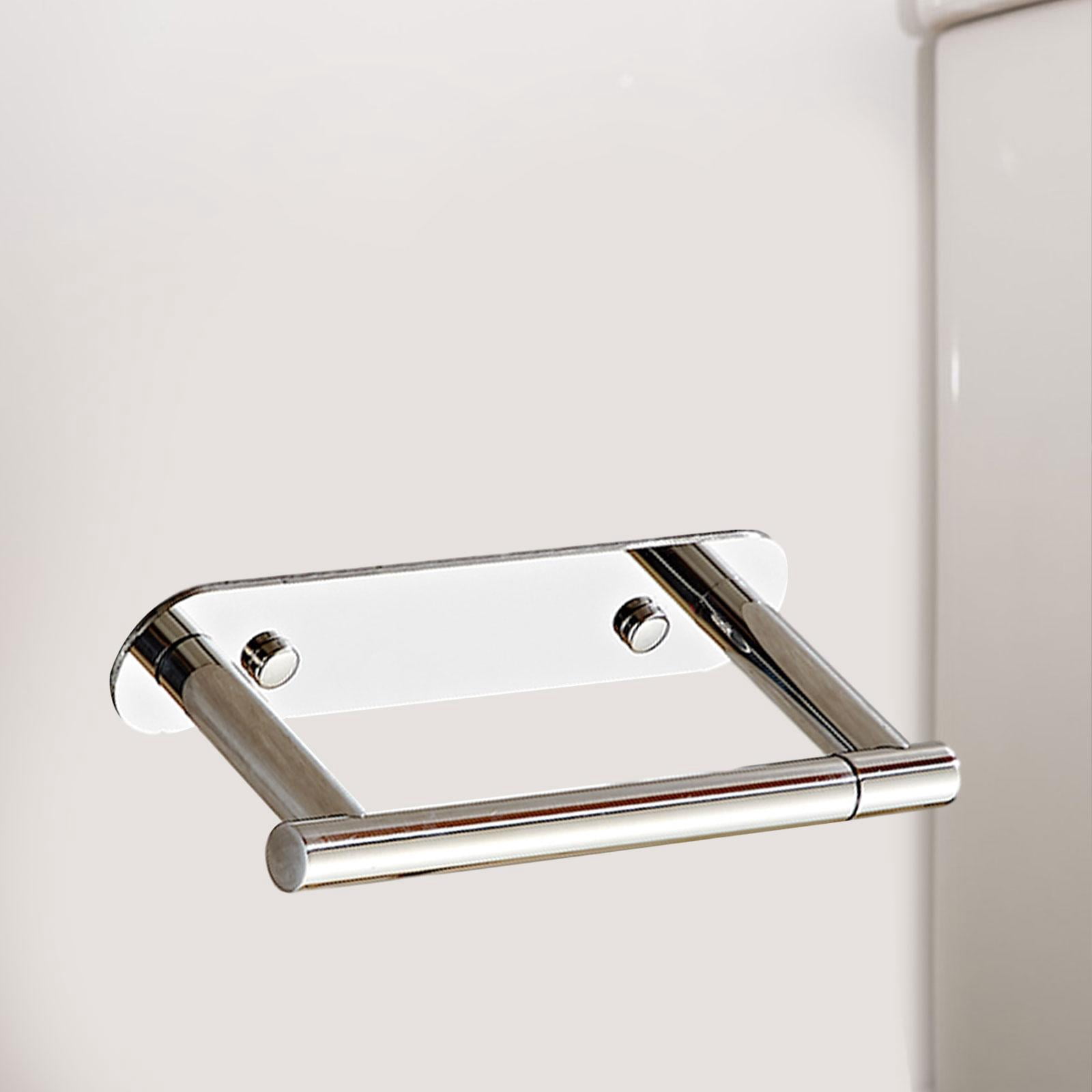 Fiocias Toilet Paper Holder Modern Sturdy Wall Mount Toilet Paper Roll Dispenser Storage Glossy Silver