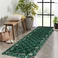 thumbnail image 6 of Floral Irregular Edge Carpet Indoor Non Slip Washable Boho Vintage Entry Rug Low Pile Throw Rugs for Entryway Green 2*6ft, 6 of 7