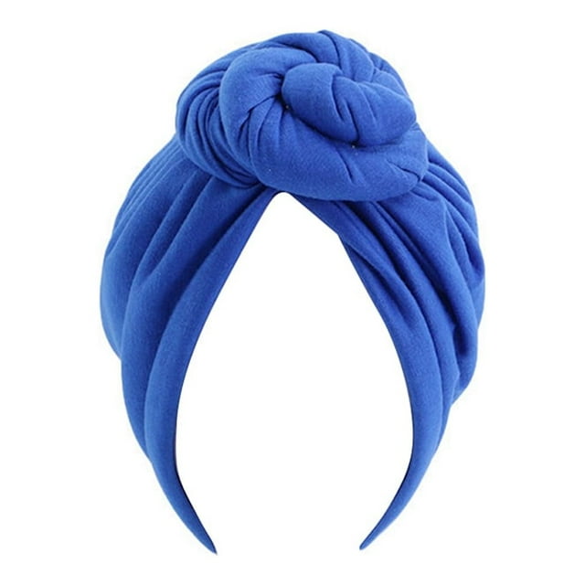 Guardurnaity Turbante Hijab musulmán con nudo de 2 capas, gorro elegante con cubierta en espiral, gorro de cabeza ancha, gorros de moda, accesorios Sombreros azul real