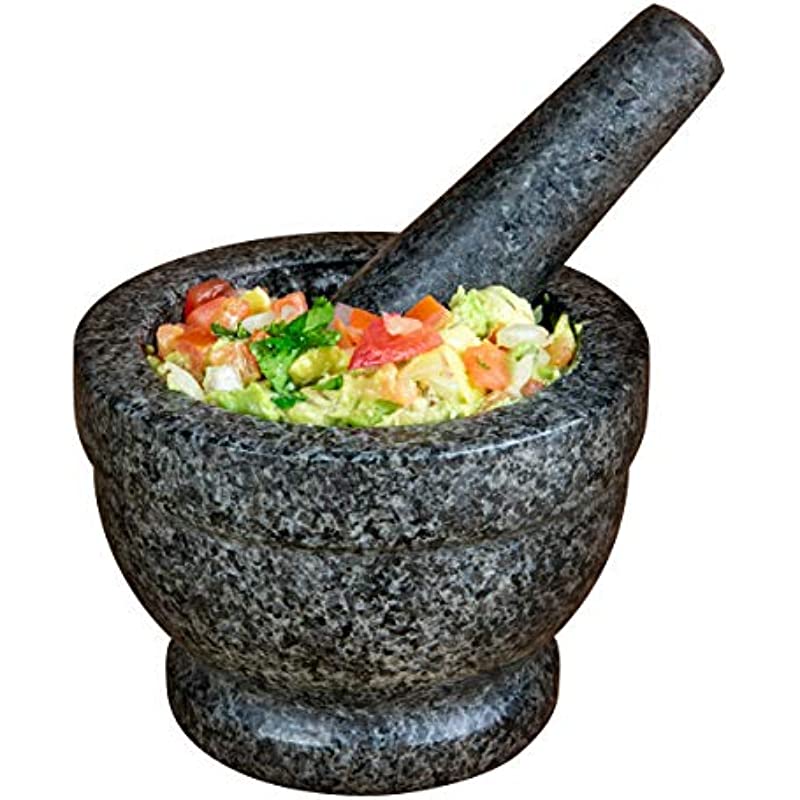 Nostalgia Taco Tuesday 5Inch Granite Mortar & Pestle, Perfect For