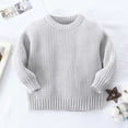 thumbnail image 2 of Dmsael Girls Sweaters Girls' Fall Sweaters Color Block Crewneck Long Sleeve Drop Shoulder Knit Pullover Tops for Kids Grey,12-18 Months, 2 of 7