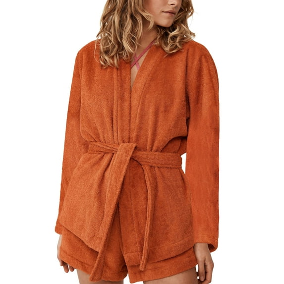 KOMOO Women 2Piece Shorts Outfits Elastic Waist Shorts Cardigan Belt Loose Pajamas Loungewear Set