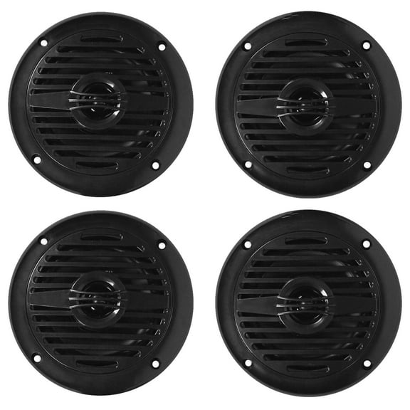 (4) Rockville MS40B Black 4" 200 Watt Marine Boat Speakers Compact and Powerful