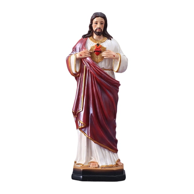 Estatua del Sagrado Corazón de Jesús para decoración del altar del hogar, colección robusta, figura decorativa de Jesús de resina para mesa de