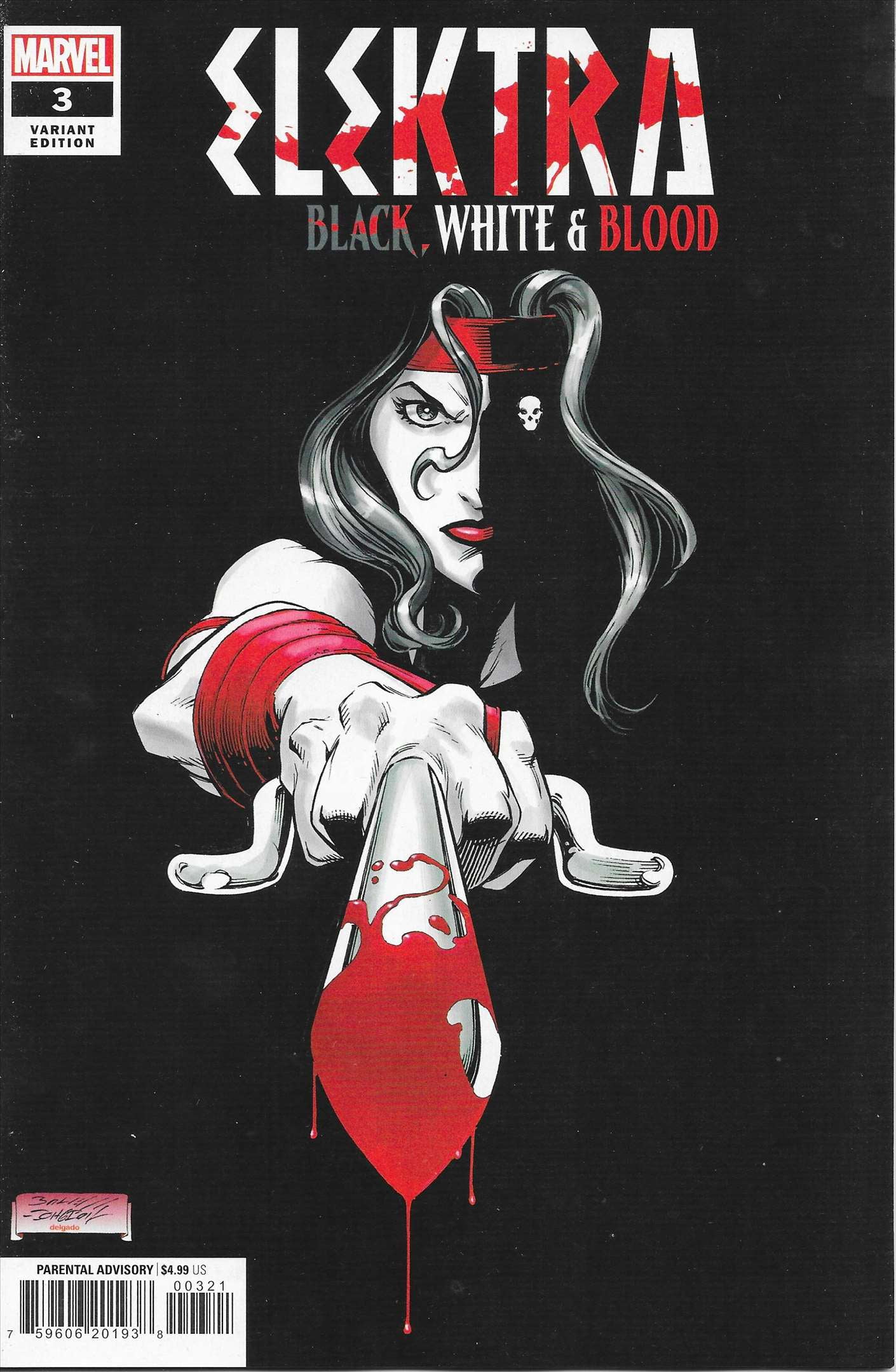 Elektra Black, White, and Blood 3A VF ; Marvel Comic Book