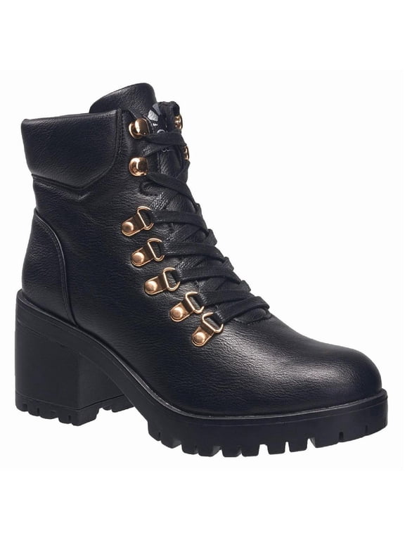C & C California Womens Pixie Faux Leather Ankle Combat & Lace-up Boots