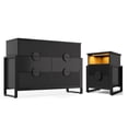 thumbnail image 6 of LGHM 2-Piece Modern Wood Bedroom Furniture Set, Wide 6-Drawer Dresser and Nightstand, 6 of 11