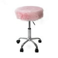 thumbnail image 5 of Impressions Vanity Momo Faux Fur Vanity Stool with Adjustable Height, Soft and Cozy Round Designed Seat with Wheels (White), 5 of 6