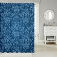 thumbnail image 2 of Adults Blue Vintage Damask Floral Shower Curtain Oriental Antique Bathroom Shower Curtain Set 72"x84" Gothic Bohemia Boho Flower Bath Curtain Bohemian Exotic Bathroom Accessories, 2 of 5