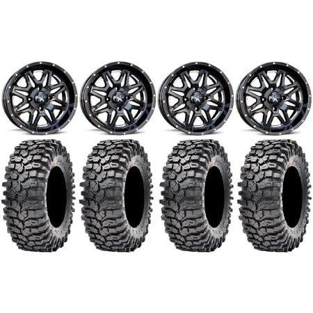 MSA Black Vibe 14 UTV Wheels 35 Roxxzilla Tires Kawasaki Teryx Mule MSA Black Vibe 14 UTV Wheels 35 Roxxzilla Tires Kawasaki Teryx Mule