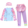 thumbnail image 4 of ZXLBBD Swimsuits for Girls Long Sleeve Rash Guard Skirt Pants with Swim Cap 3 Piece for Kids Toddler Cute Breathable Vacation Outfit, 4 of 4