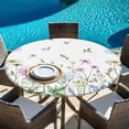 thumbnail image 6 of Botanical Round Tablecloth, Fitted Table Cover with Elastic for 55"-60" Round Tables, Blue Pink Daisy Floral Watercolor White Table Cloth Outdoor Indoor Dinning Party Waterproof Tablecloths, 6 of 7