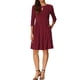 thumbnail image 2 of Vestido de Cuello Redondo INSPIRE CHIC para Mujer, Manga 3/4, Plisado, Corte A, Casual, Elegante, Talla XL, Rojo Vino, 2 of 6