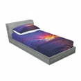 thumbnail image 3 of Ocean Bedding Set with Sheet & Covers, Dreamlike Sunset in the Ocean Aurora Borealis Beyond Pacific Sea Atmosphere Photo, Printed Bedroom Decor 2 Shams, 4 Sizes, Purple Blue, by Ambesonne, 3 of 3