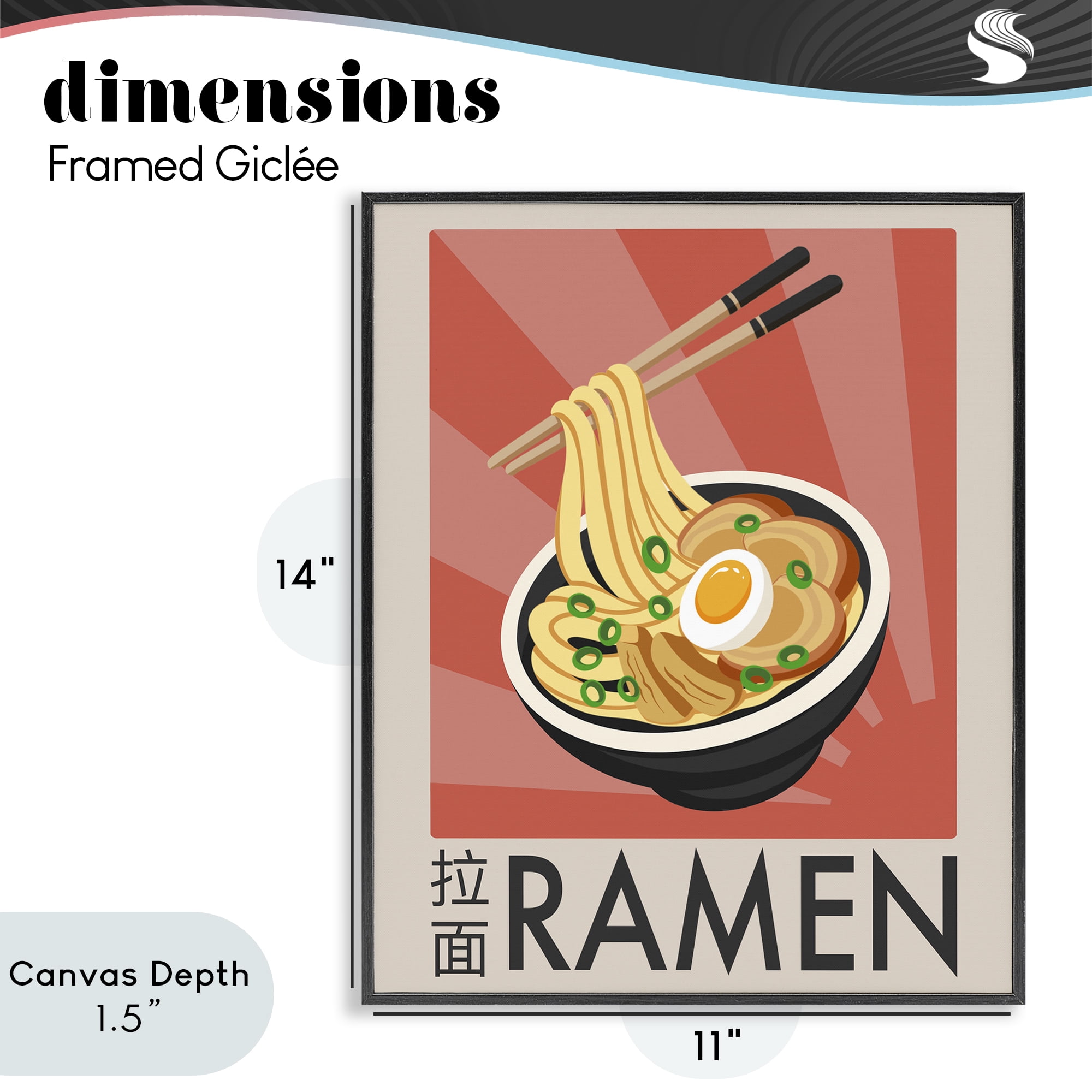 Stupell Industries Iconic Ramen Poster Black Framed Giclee Art, design by Marcus Prime