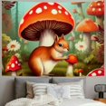 thumbnail image 2 of Orinice Red Mushroom Tapestry Cute Squirrel Tapestries for Room Kawaii Animals Wall Hangings Art Plants and Flowers Home Decoration Gift Bedroom Decor Living Room Divider Door 40x60inch, 2 of 6